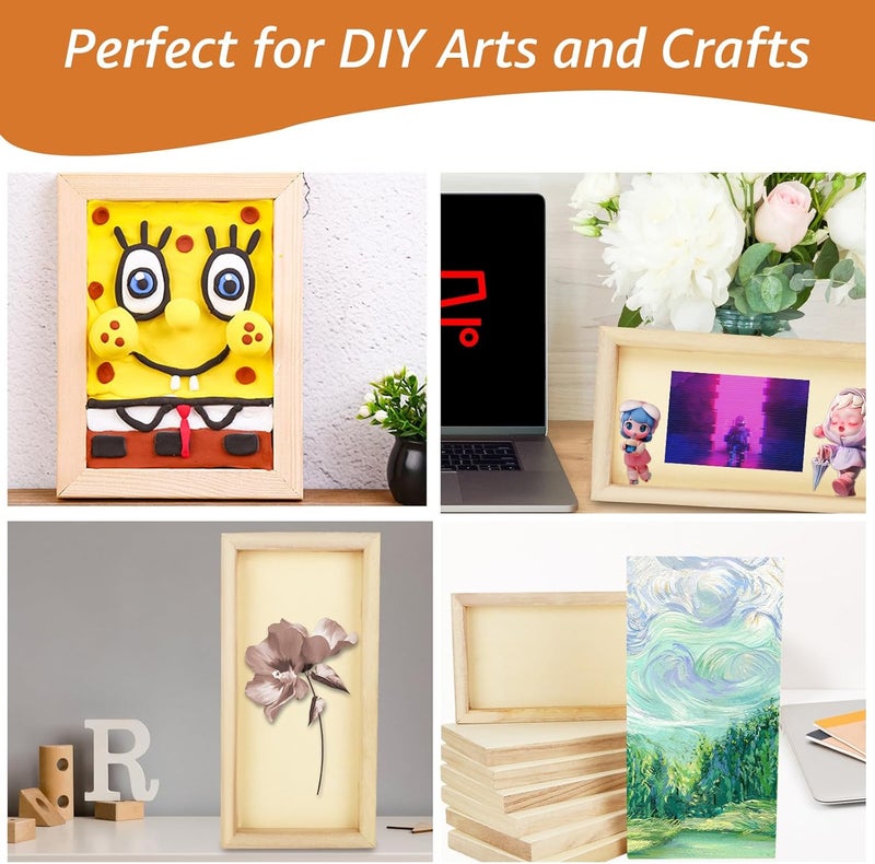 APACALI Unfinished Wood Canvas Boards for Painting - Blank Square Cradled Panels for Mixed-Media Craft & Art Supply - Acrylics (12x6 in - 8 PCS) - Image 4